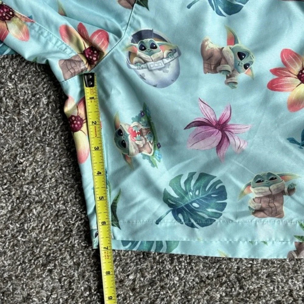 Star Wars Mens‎ Mandalorian Swim Trunks Shorts Size Small Grogu Baby Yoda Blue